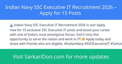 Indian Navy SSC Executive IT Recruitment 2026 Apply for 15 Posts - Government Job Notification | SarkariDon