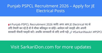 Punjab PSPCL Recruitment 2026 Apply for JE Electrical Posts - Government Job Notification | SarkariDon
