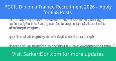 PGCIL Diploma Trainee Recruitment 2026 Apply for 668 Posts - Government Job Notification | SarkariDon