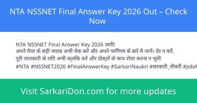 NTA NSSNET Final Answer Key 2026 Out Check Now - Exam Result Announcement | SarkariDon