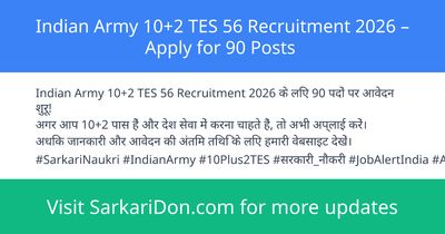 Indian Army 102 TES 56 Recruitment 2026 Apply for 90 Posts - Government Job Notification | SarkariDon