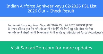 Indian Airforce Agniveer Vayu 022026 PSL List 2026 Out Check Result - Exam Result Announcement | SarkariDon