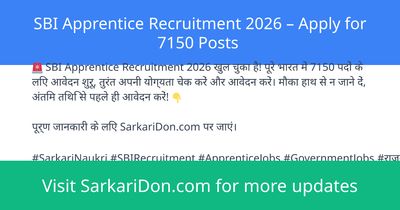SBI Apprentice Recruitment 2026 Apply for 7150 Posts - Government Job Notification | SarkariDon