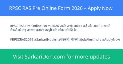 RPSC RAS Pre Online Form 2026 Apply Now - Government Job Notification | SarkariDon