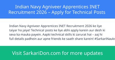 Indian Navy Agniveer Apprentices INET Recruitment 2026 Apply for Technical Posts - Government Job Notification | SarkariDon