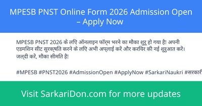 MPESB PNST Online Form 2026 Admission Open Apply Now - Sarkari Naukri Update | SarkariDon
