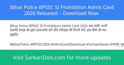 Bihar Police BPSSC SI Prohibition Admit Card 2026 Released Download Now - Admit Card Download | SarkariDon