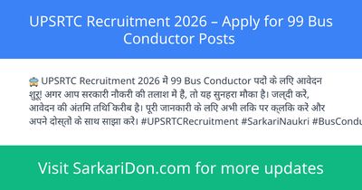UPSRTC Recruitment 2026 Apply for 99 Bus Conductor Posts - Government Job Notification | SarkariDon
