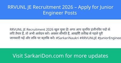 RRVUNL JE Recruitment 2026 Apply for Junior Engineer Posts - Government Job Notification | SarkariDon