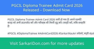 PGCIL Diploma Trainee Admit Card 2026 Released Download Now - Admit Card Download | SarkariDon
