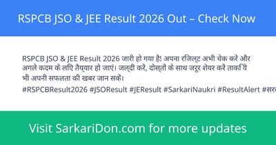 RSPCB JSO JEE Result 2026 Out Check Now - Exam Result Announcement | SarkariDon