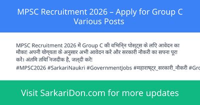 MPSC Recruitment 2026 Apply for Group C Various Posts - Government Job Notification | SarkariDon