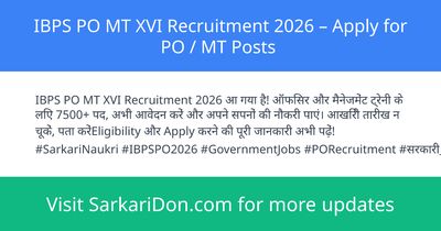 IBPS PO MT XVI Recruitment 2026 Apply for PO MT Posts - Government Job Notification | SarkariDon