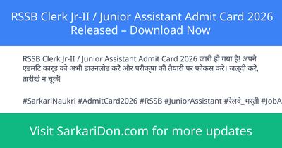 RSSB Clerk Jr-II Junior Assistant Admit Card 2026 Released Download Now - Admit Card Download | SarkariDon