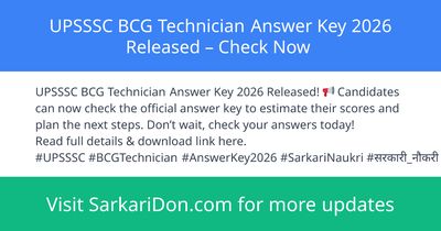 UPSSSC BCG Technician Answer Key 2026 Released Check Now - Exam Result Announcement | SarkariDon