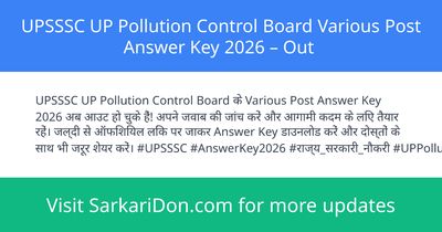 UPSSSC UP Pollution Control Board Various Post Answer Key 2026 Out - Exam Result Announcement | SarkariDon
