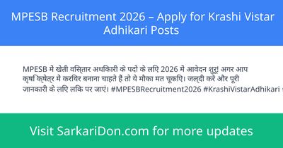 MPESB Recruitment 2026 Apply for Krashi Vistar Adhikari Posts - Government Job Notification | SarkariDon