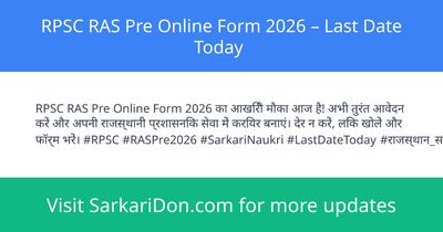 RPSC RAS Pre Online Form 2026 Last Date Today - Government Job Notification | SarkariDon