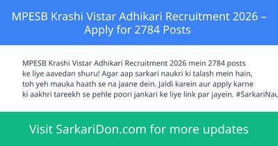 MPESB Krashi Vistar Adhikari Recruitment 2026 Apply for 2784 Posts - Government Job Notification | SarkariDon