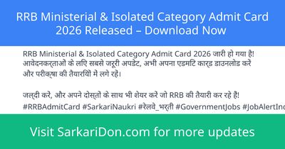 RRB Ministerial Isolated Category Admit Card 2026 Released Download Now - Admit Card Download | SarkariDon
