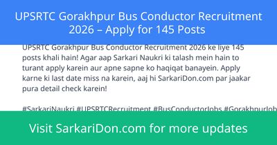 UPSRTC Gorakhpur Bus Conductor Recruitment 2026 Apply for 145 Posts - Government Job Notification | SarkariDon