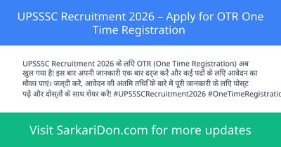 UPSSSC Recruitment 2026 Apply for OTR One Time Registration - Government Job Notification | SarkariDon