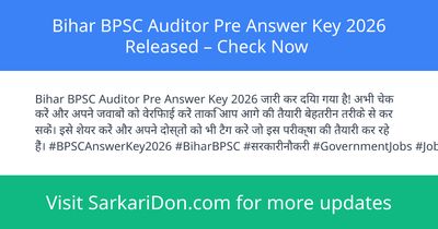 Bihar BPSC Auditor Pre Answer Key 2026 Released Check Now - Exam Result Announcement | SarkariDon