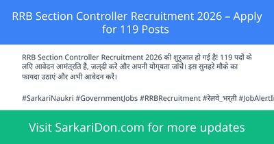 RRB Section Controller Recruitment 2026 Apply for 119 Posts - Government Job Notification | SarkariDon