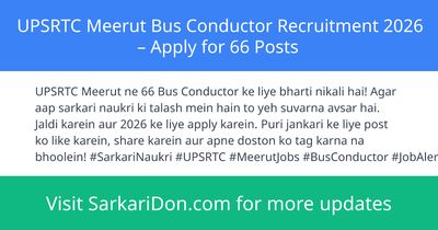 UPSRTC Meerut Bus Conductor Recruitment 2026 Apply for 66 Posts - Government Job Notification | SarkariDon