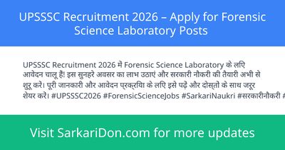 UPSSSC Recruitment 2026 Apply for Forensic Science Laboratory Posts - Government Job Notification | SarkariDon