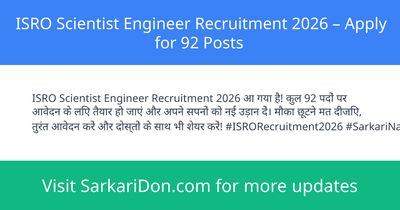 ISRO Scientist Engineer Recruitment 2026 Apply for 92 Posts - Government Job Notification | SarkariDon