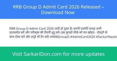 RRB Group D Admit Card 2026 Released Download Now - Admit Card Download | SarkariDon