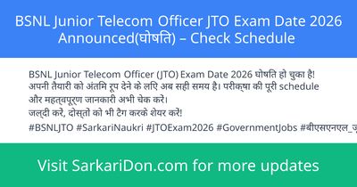 BSNL Junior Telecom Officer JTO Exam Date 2026 Announced Check Schedule - Exam Notification | SarkariDon