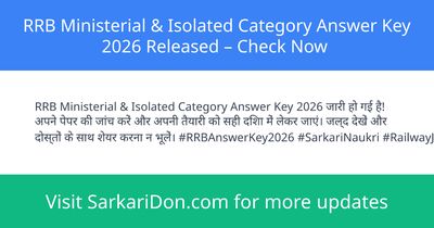 RRB Ministerial Isolated Category Answer Key 2026 Released Check Now - Exam Result Announcement | SarkariDon
