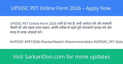 UPSSSC PET Online Form 2026 Apply Now - Government Job Notification | SarkariDon