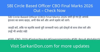 SBI Circle Based Officer CBO Final Marks 2026 Out Check Now - Exam Result Announcement | SarkariDon