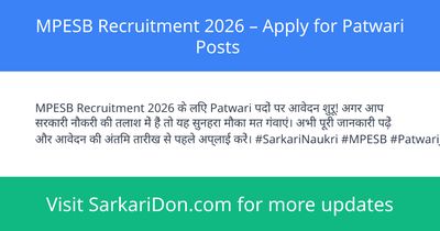 MPESB Recruitment 2026 Apply for Patwari Posts - Government Job Notification | SarkariDon