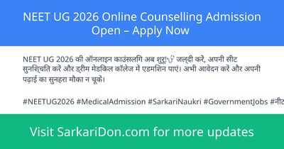 NEET UG 2026 Online Counselling Admission Open Apply Now - Sarkari Naukri Update | SarkariDon