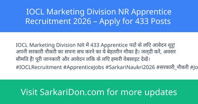 IOCL Marketing Division NR Apprentice Recruitment 2026 Apply for 433 Posts - Government Job Notification | SarkariDon
