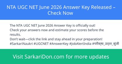 NTA UGC NET June 2026 Answer Key Released Check Now - Exam Result Announcement | SarkariDon