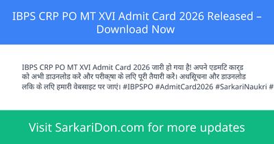 IBPS CRP PO MT XVI Admit Card 2026 Released Download Now - Admit Card Download | SarkariDon