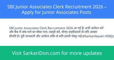 SBI Junior Associates Clerk Recruitment 2026 Apply for Junior Associates Posts - Government Job Notification | SarkariDon