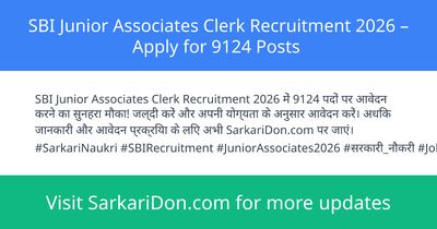 SBI Junior Associates Clerk Recruitment 2026 Apply for 9124 Posts - Government Job Notification | SarkariDon