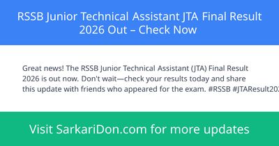 RSSB Junior Technical Assistant JTA Final Result 2026 Out Check Now - Exam Result Announcement | SarkariDon