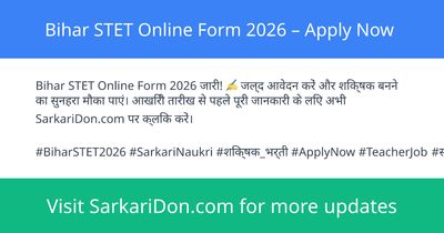 Bihar STET Online Form 2026 Apply Now - Sarkari Naukri Update | SarkariDon