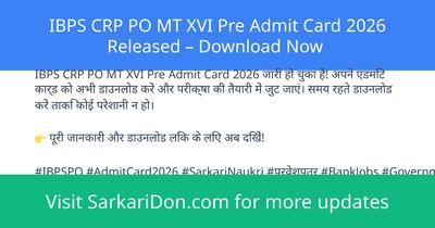 IBPS CRP PO MT XVI Pre Admit Card 2026 Released Download Now - Admit Card Download | SarkariDon