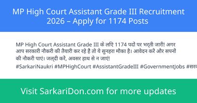 MP High Court Assistant Grade III Recruitment 2026 Apply for 1174 Posts - Government Job Notification | SarkariDon