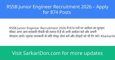 RSSB Junior Engineer Recruitment 2026 Apply for 874 Posts - Government Job Notification | SarkariDon