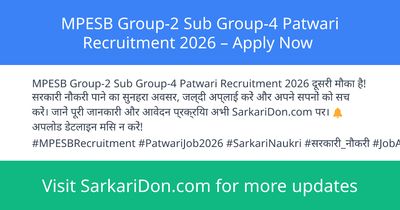MPESB Group-2 Sub Group-4 Patwari Recruitment 2026 Apply Now - Government Job Notification | SarkariDon