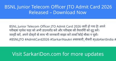 BSNL Junior Telecom Officer JTO Admit Card 2026 Released Download Now - Admit Card Download | SarkariDon